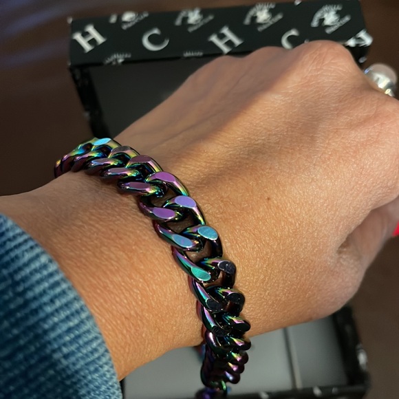 Rainbow metal skill necklace and bracelet - Picture 3 of 4